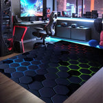 tapis polyester moderne antidérapant hexagones motifs floraux velours noir bleu vert violet rose