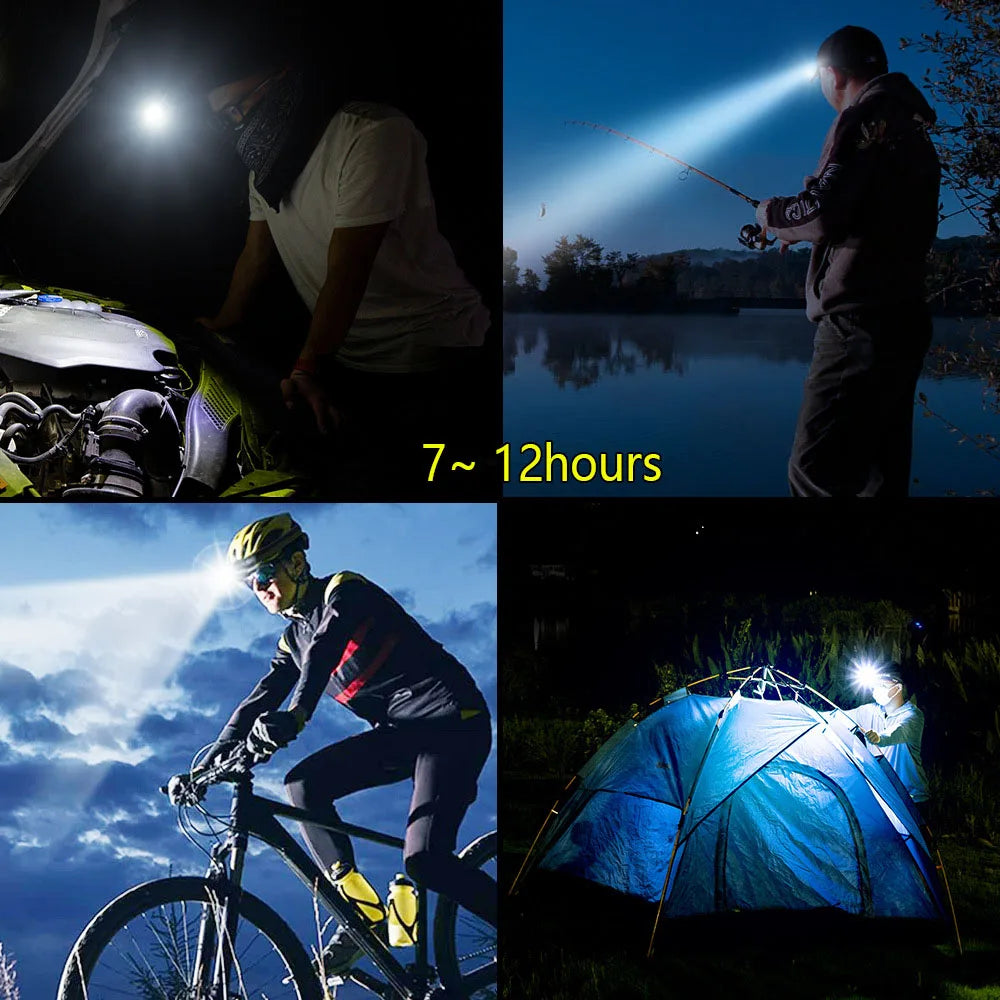 lampe frontale led noire imprimée géométrique moderne ceinture ajustable chargeur type