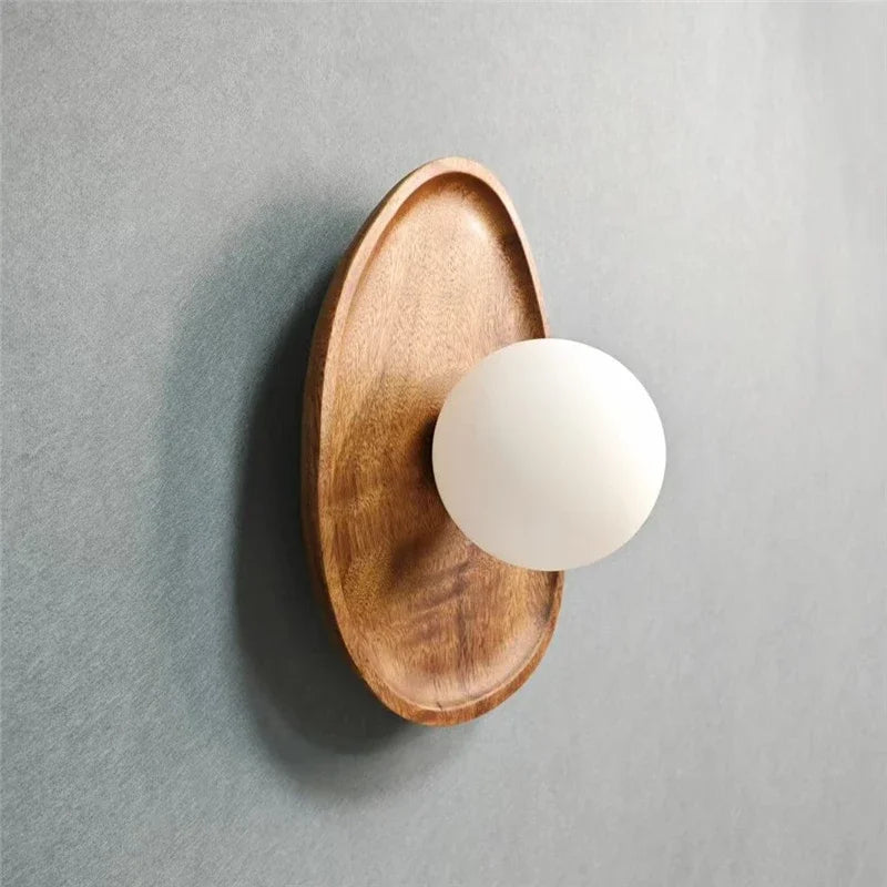 appliques murales modernes lampes bois décoratives éclairage quotidien scandinave sphère blanche minimaliste