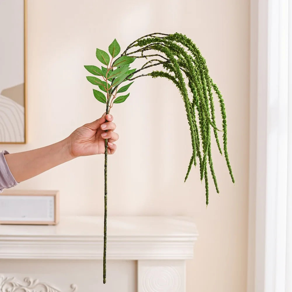 décoration intérieure vase artificiel branche verte blanche classique 95cm haut feuillets