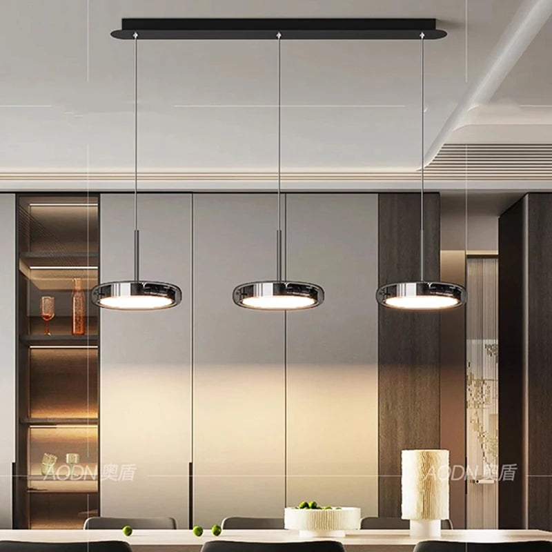 suspension lumineuse moderne plusieurs lampes noir argenté base câbles métalliques abat jour opaques minimaliste