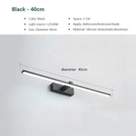 lampe miroir moderne noir blanc doré fixée mur led tricolore 40cm 60cm
