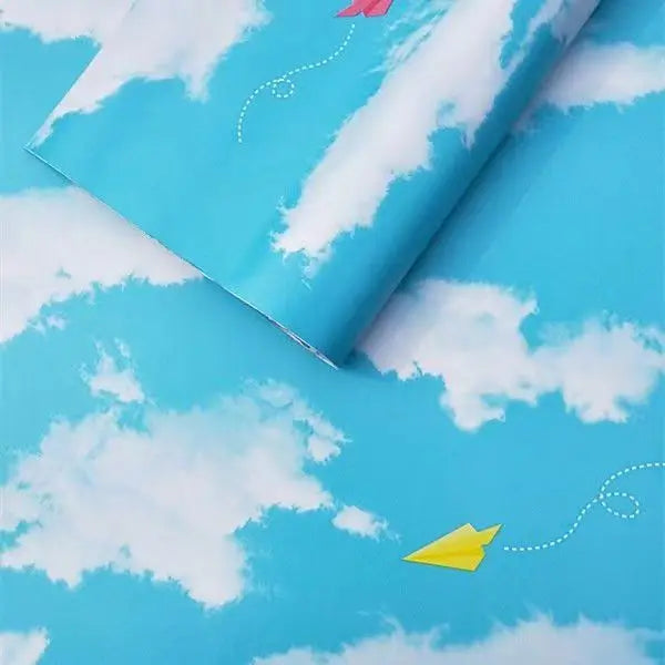 papier peint auto adhésif 3d ciel bleu nuages moderne imperméable résistant humidité isolation thermique