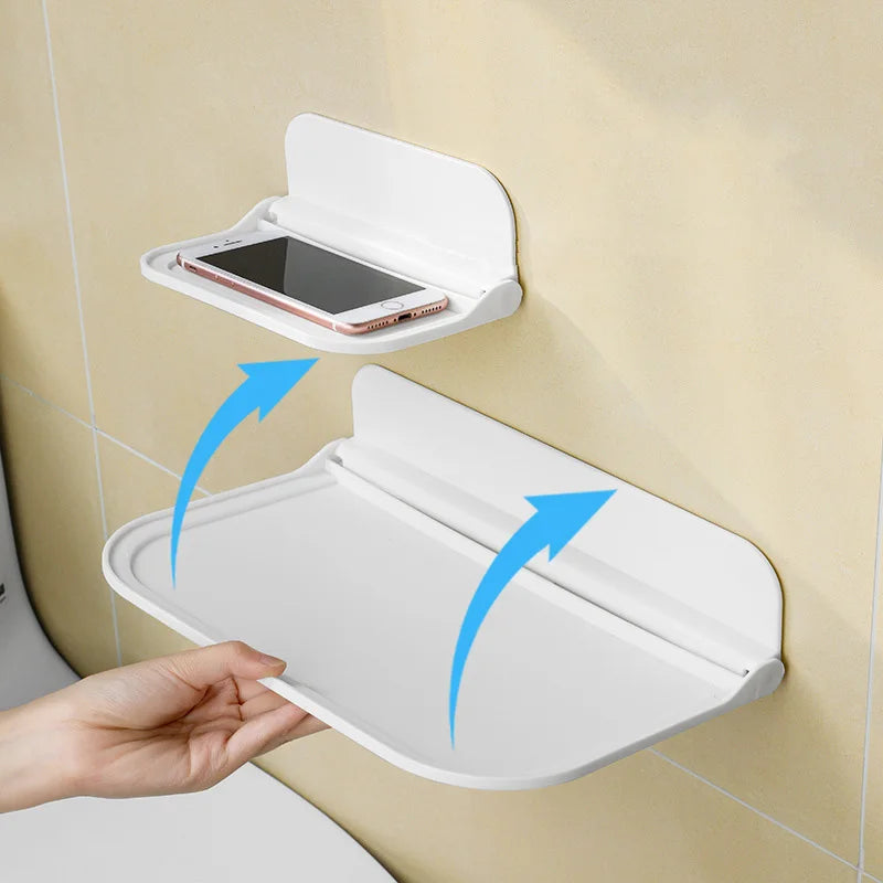support mural pliable blanc moderne adhésif smartphone rangement objet divers organisation salle bain