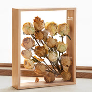 Cadre photo 3d plexiglas transparent bois naturel fleurs séchées décoration murale minimaliste 10 pouces