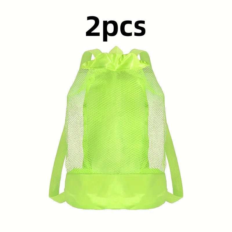sac dos réutilisable polyestère maille rose bleu vert clair moderne fermeture éclair poche cordon