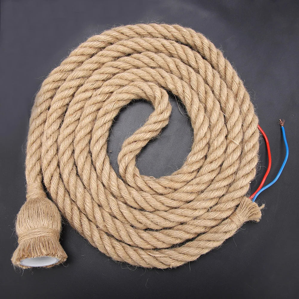 câble électrique tissé rustique beige E27 85 265V 3m fixation décoration intérieure artisanale