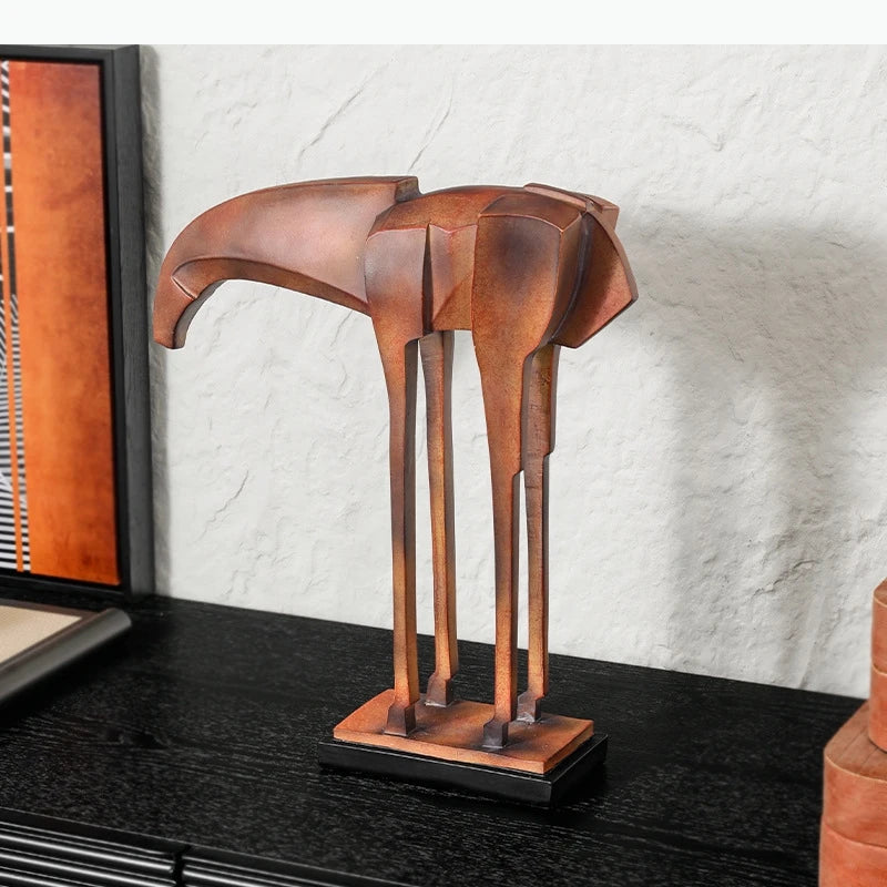 sculpture moderne cheval cuir marron décoration intérieure art abstrait animal compagnie ornement fixe sans