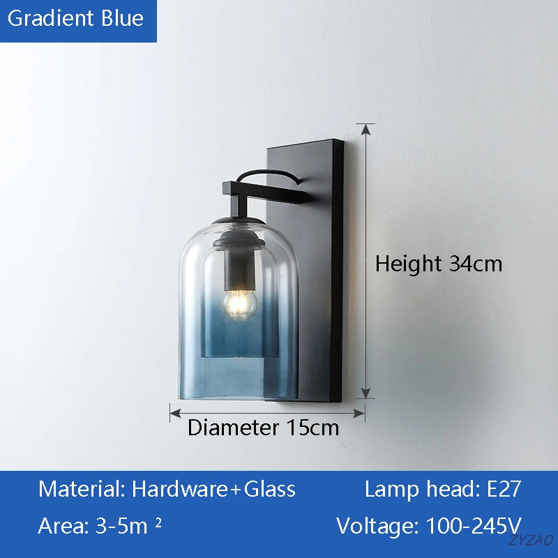 lampes murales modernes transparentes base métallique noir doré led filament
