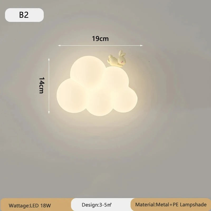 lampe murale nuage animaux blanc moderne enfant figurines souris singe lapin led