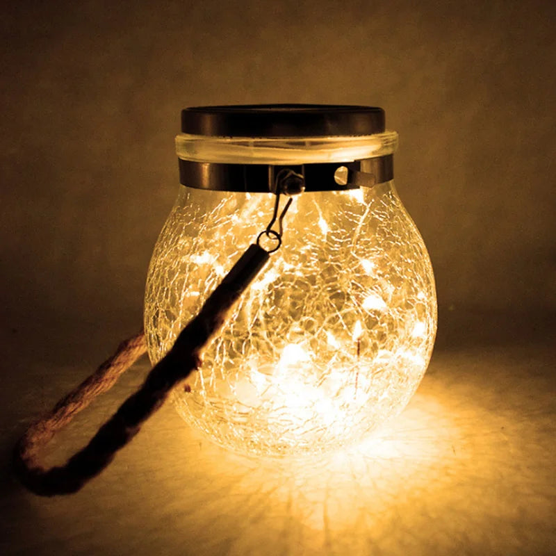 lampe solaire verre craquelé transparent argentée moderne extérieure patio jardin led ip65