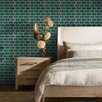 carreaux mur autocollants pvc rectangulaires brique vert foncé moderne 10 feuilles 30cm 30cm