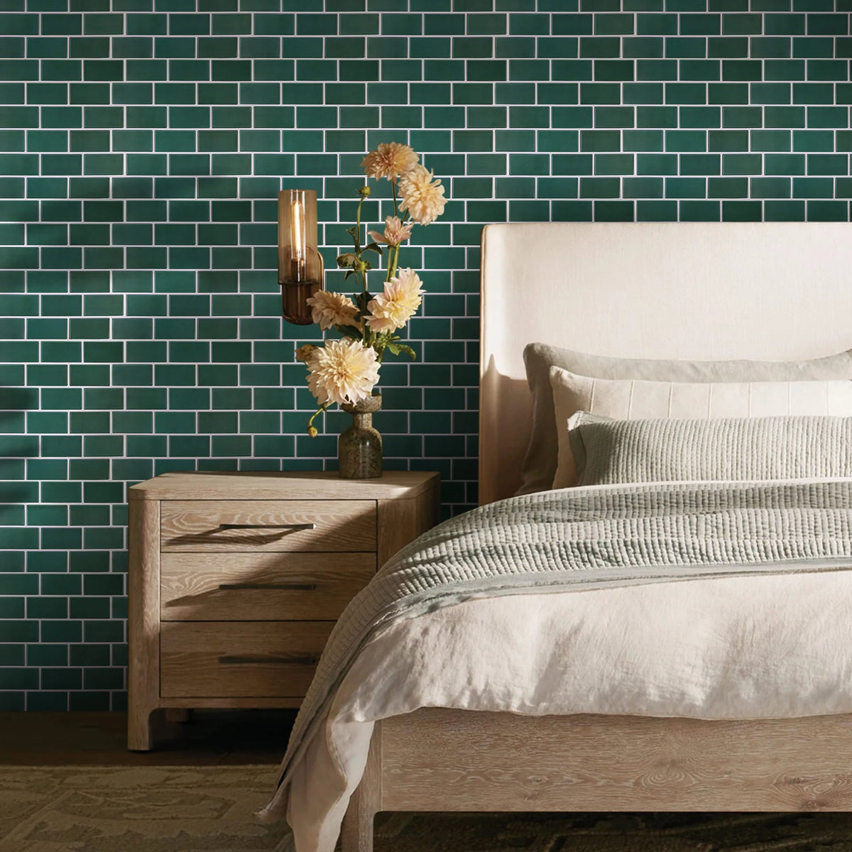 carreaux mur autocollants pvc rectangulaires brique vert foncé moderne 10 feuilles 30cm 30cm
