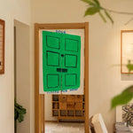 rideau porte vert moderne imprimé texte door closed clips polyester cuisine