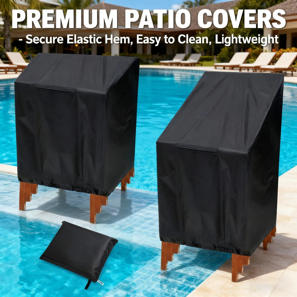 housses chaise patio extérieur noir argenté polyester moderne élégantes protection fauteuils unies toutes saisons