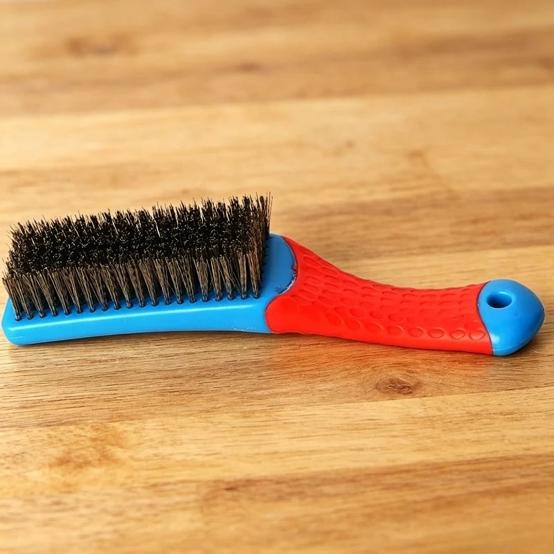 brosse dents bleue rouge texture caoutchouc moderne nettoyage dentaire poignée confortable fil d'acier