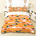 housse couette citrouille halloween rayures ondulées orange blanc noir double king queen