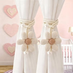 rubans fenêtre décoratifs coton blanches floral rayures marron clair beige pince rideau réglable