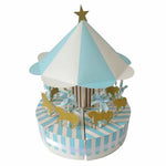 décoration fête manège forme carrousel chevaux dorés rayures verticales rubans semi transparents enfants vintage