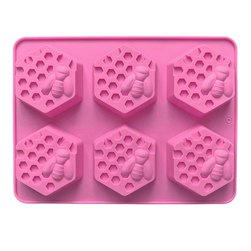 moule savon silicone hexagones nid d'abeille moderne rose violet bleu clair vert