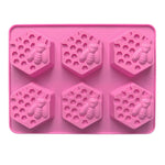 moule savon silicone hexagones nid d'abeille moderne rose violet bleu clair vert