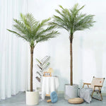 palmier artificiel décoration intérieure vert feuilles fines tronc épais moderne pot 240cm haute