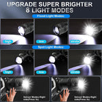 lampe frontale led rechargeable 80w texteure noire moderne ceinture charge usb