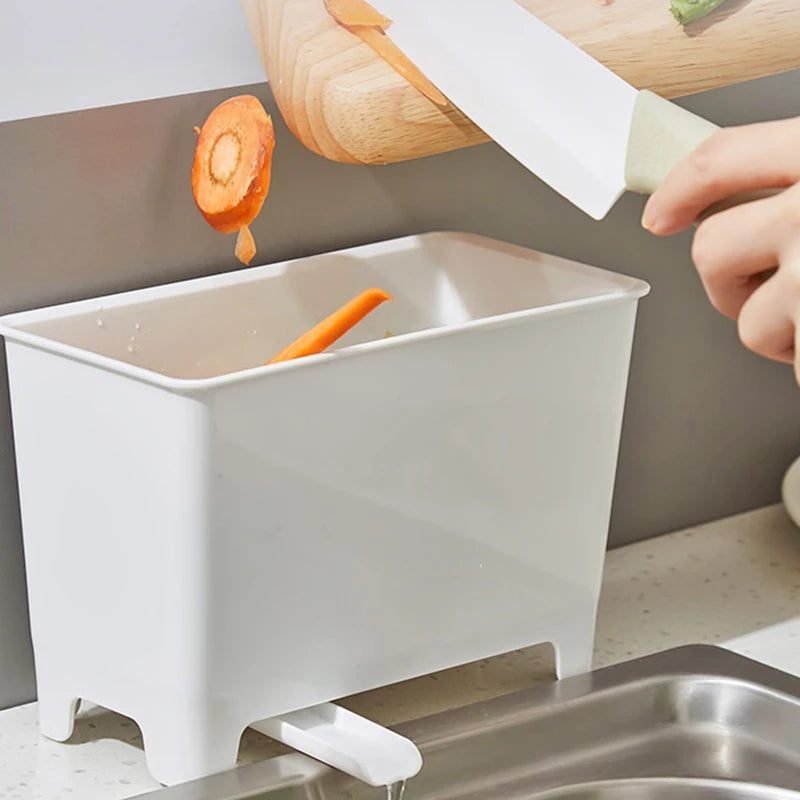 bac déchets moderne blanc jaune respectueux environnement tringle fixée cuillères fourchettes baguettes