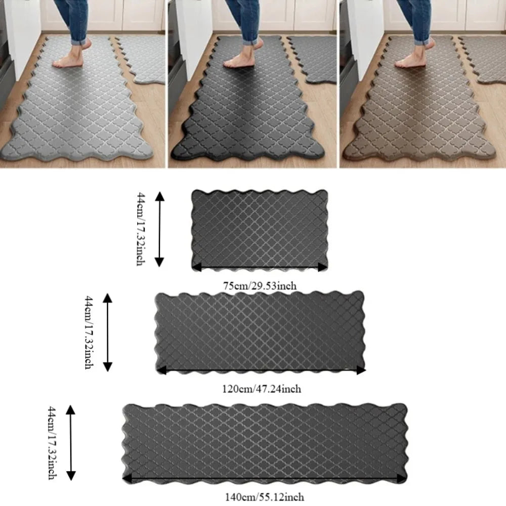 tapis cuisine noir motif géométrique moderne antidérapant sol durable imperméable gaufré festonné