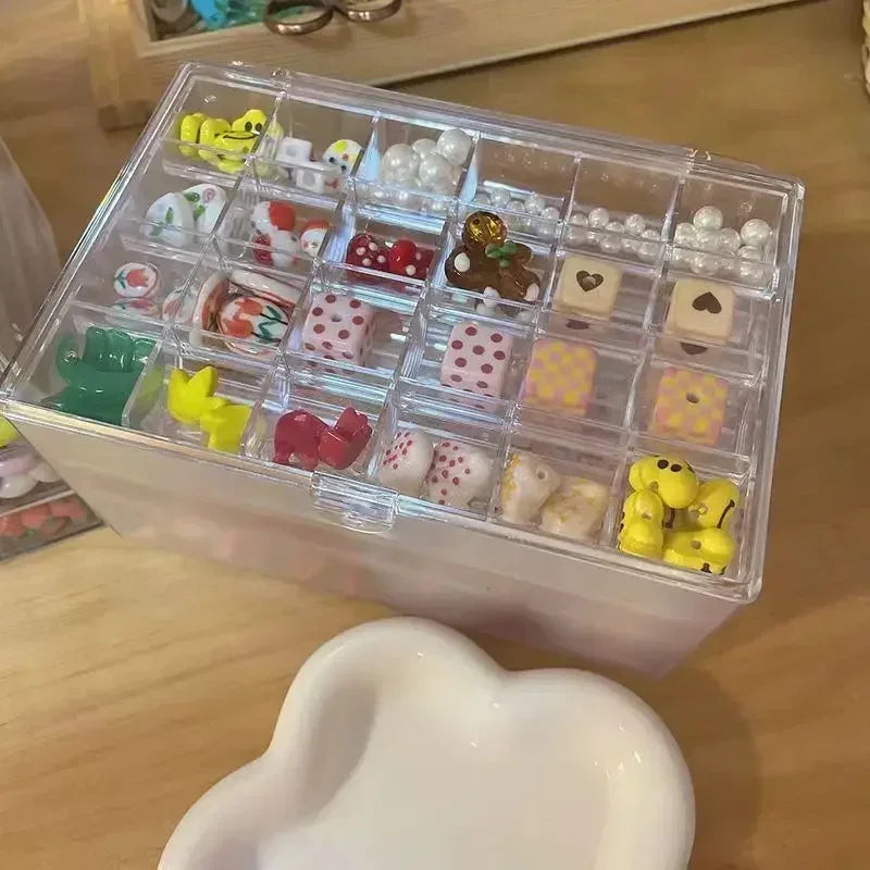 boîte rangement bijoux transparente velours pvc moderne poignées strass bagues colliers chaînes