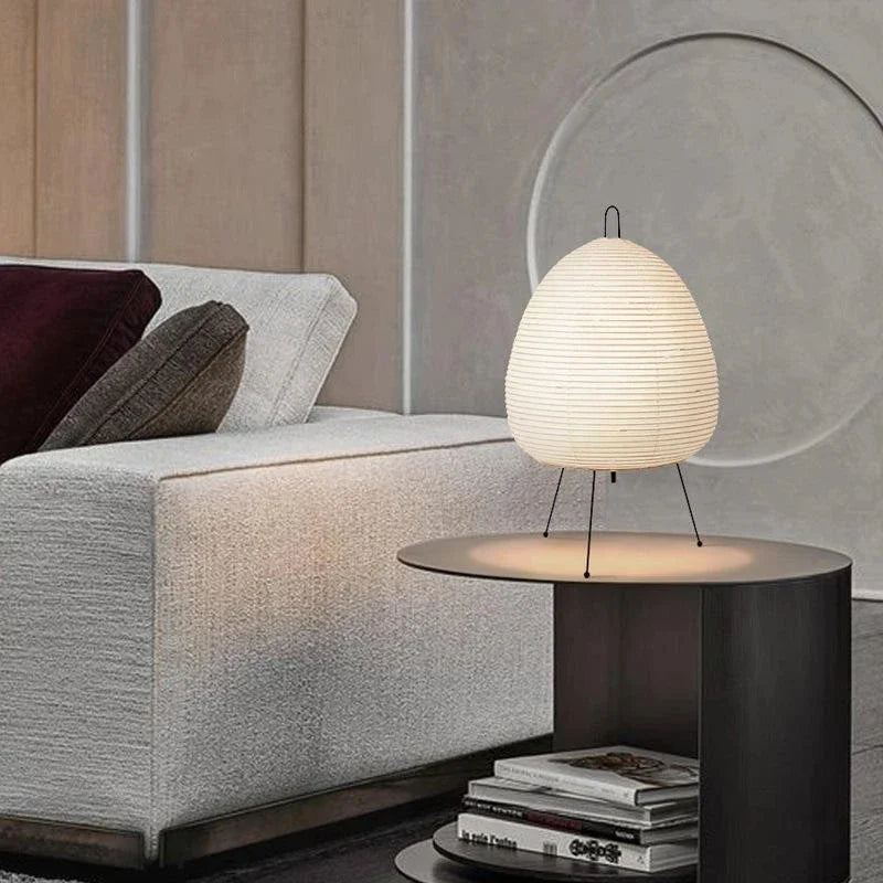 lampe table moderne papier rayures horizontales blanc ivorie interrupteur tactile 10w led chambre coucher