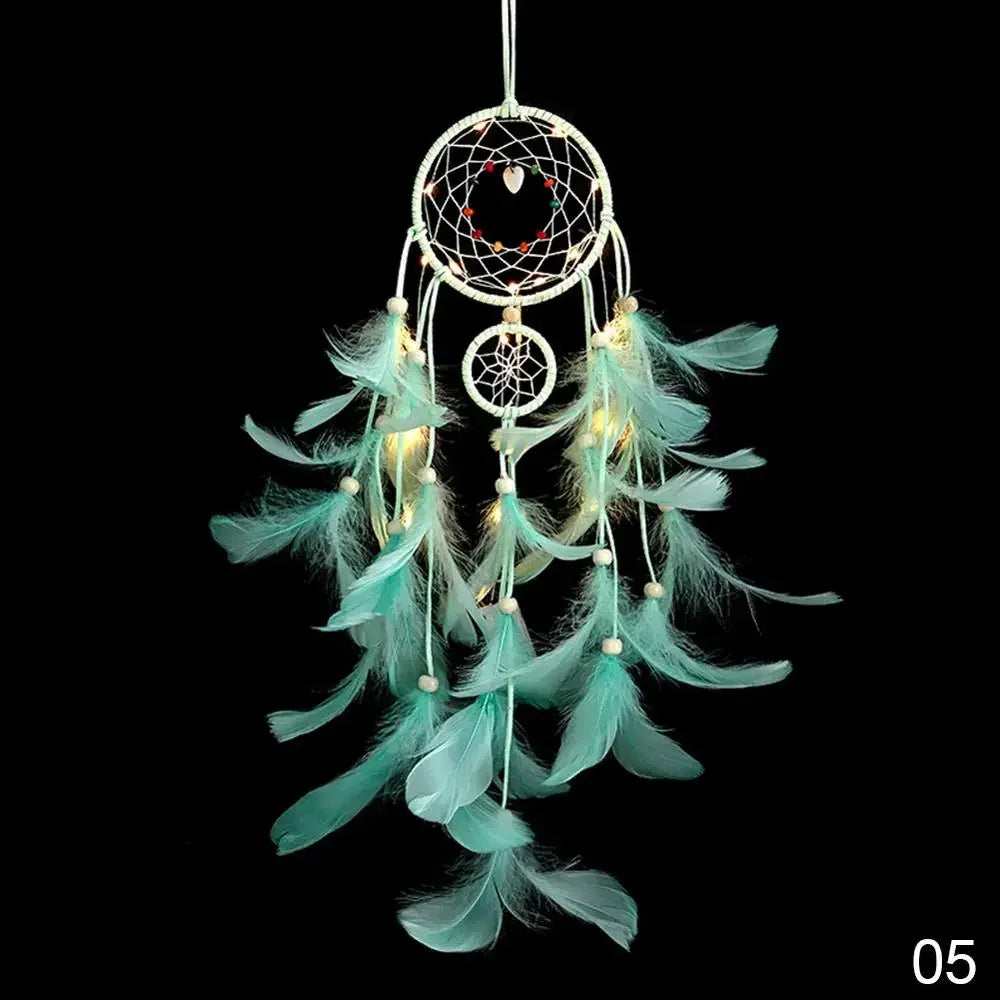attrape rêves boho plumes tassel chain couleur bleue rose verte