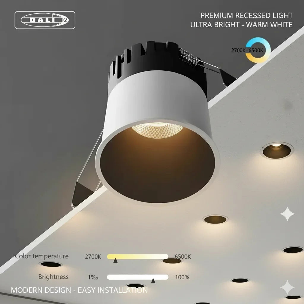 Spot LED moderne blanc noir 75mm 249lm 2700k 6500k DALI dimmable(touch) aluminium
