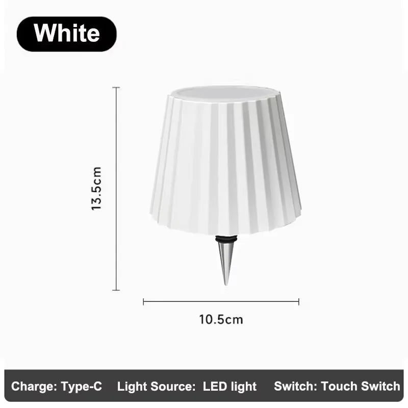 lampe table led rechargeable contemporaine base pierre abat jour noir tactileextérieur restaurant bar festival