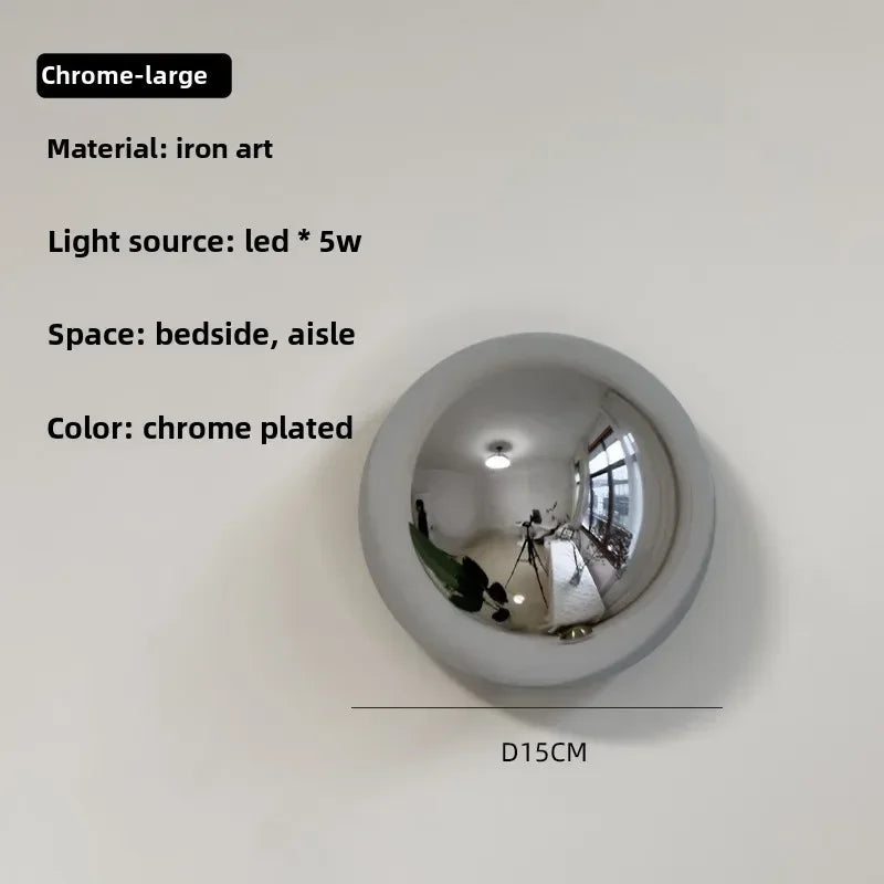 lampe led sphère lumineuse moderne minimaliste argentée dorée noire brillante opaque adhésif