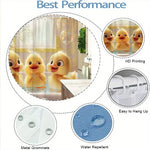 rideau douche canards mignons jaune blanc vert pastel opacité métalliques 180cm 200cm