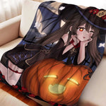 couverture polyester anime hutao bleu rouge halloween portable maison hiver automne multifonctionnelle