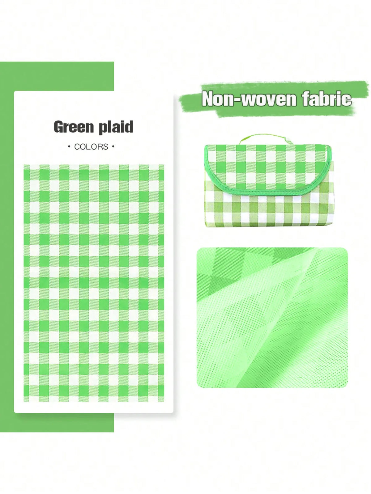 serviette pique nique pliable carreaux blancs moderne orange vert rouge jaune pratique poignées camping