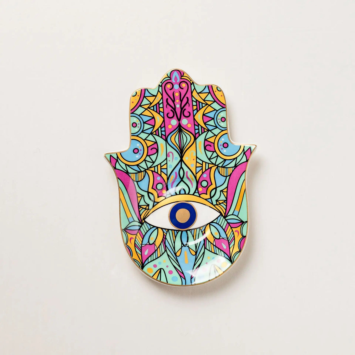 décoration murale hamsa ornements floraux multicolore plaque artisanale ethnique gothique porte bonheur