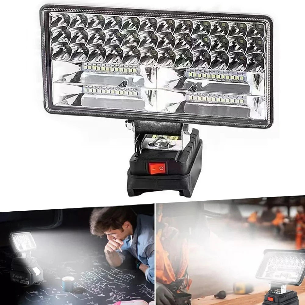 projecteur portable led lampe noire industrielle makita 18v charge usb