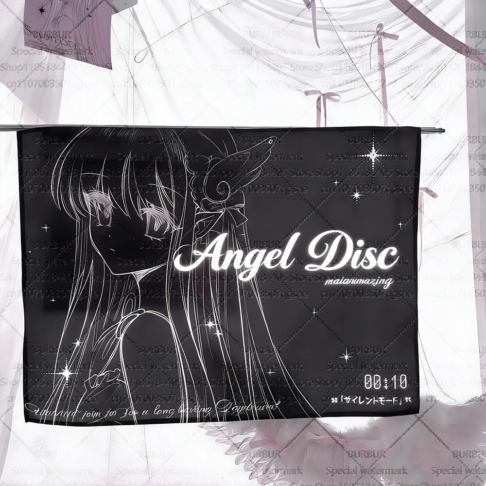 tapisserie murale noir blanche angel disc étoiles chambre graphique polyester coton grande taille