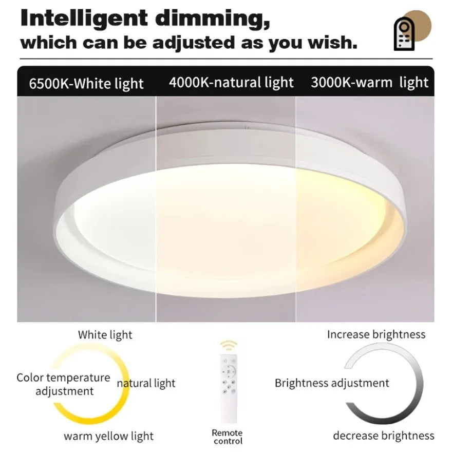 lampe moderne grain bois noir télécommande éclairage quotidien led acrylique fermeture métallique