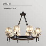 lustre moderne industriel verre taillé noir transparent suspension led abat jour cristal k9