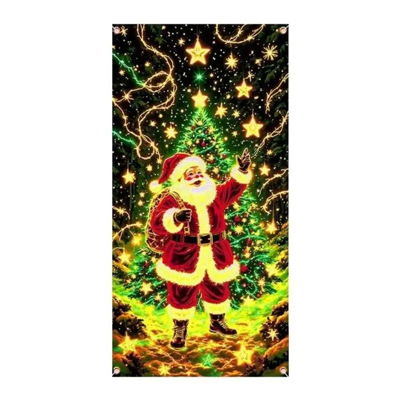 rideau lumineux festif noel motifs retro santa claus neons occlusifs festive deco exterieur
