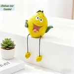 sculpture fruit ananas banane citron pomme résine cartoon opaque pieds jaunes noirs