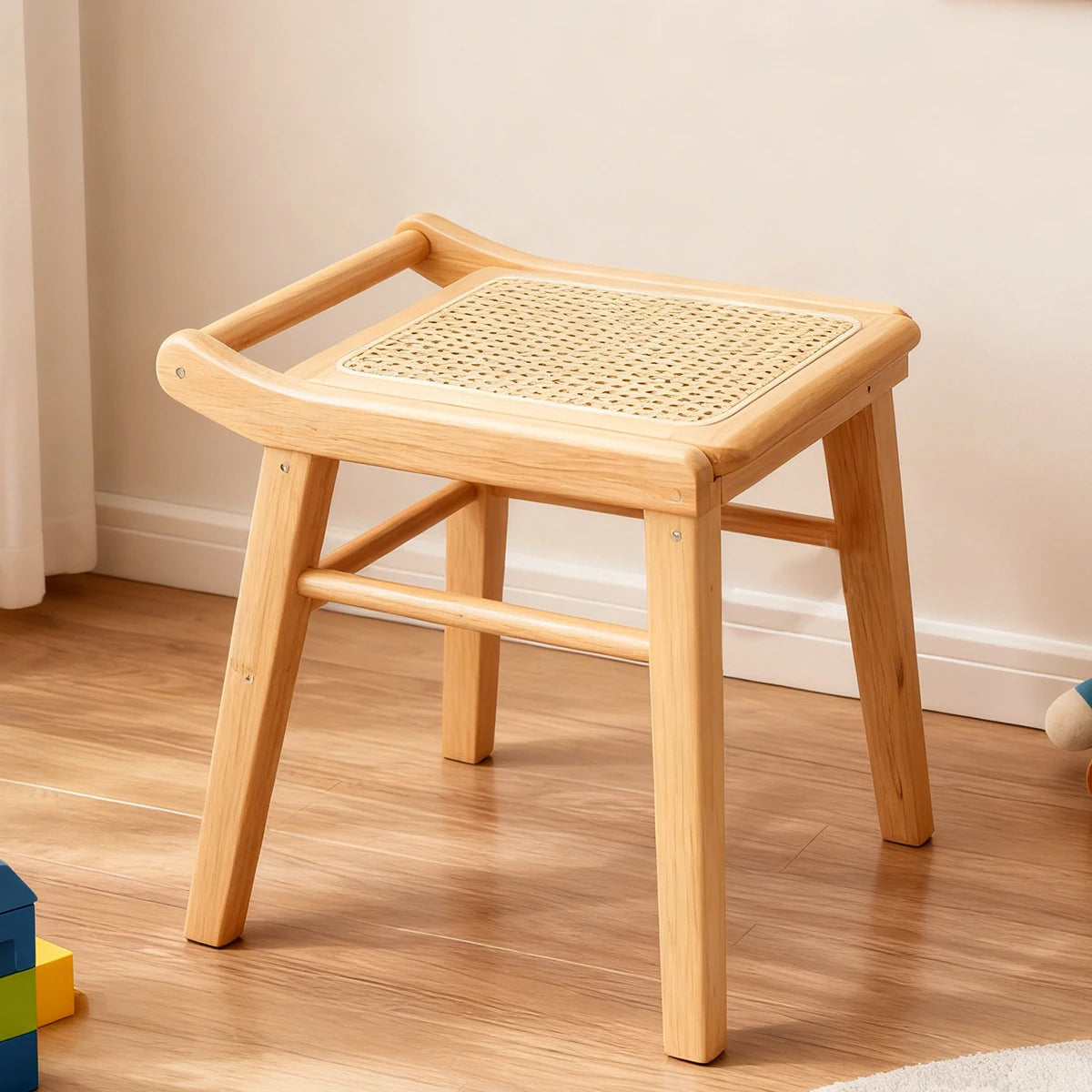 tabouret tressé bois minimaliste assise osier scandinave chambre salon entrée decoration chambre chic finition