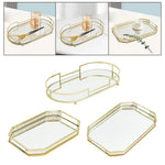 Plateau miroir bijoux cosmétique bleu