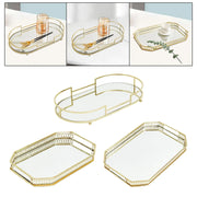 plateau miroir ornemental moderne transparent cadre orné bijoux cosmétiques rectangulaire ovale hexagonal