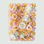 panneau mural fleurs artificielles rose blanc beige decoration romantique mariage anniversaire intérieur 60cmx40cm