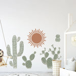 décoration murale stickers cactus bohémiens soleil texturé enfants chambre salon